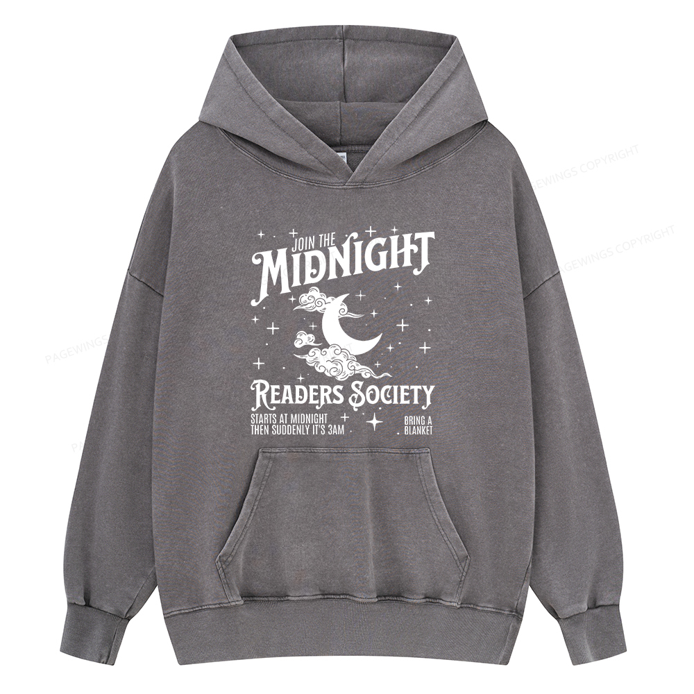 Pagewings Late Night Readers Book Club Unisex Washed Hoodie