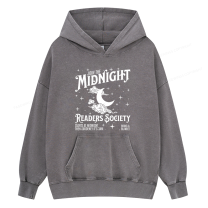 Pagewings Late Night Readers Book Club Unisex Washed Hoodie