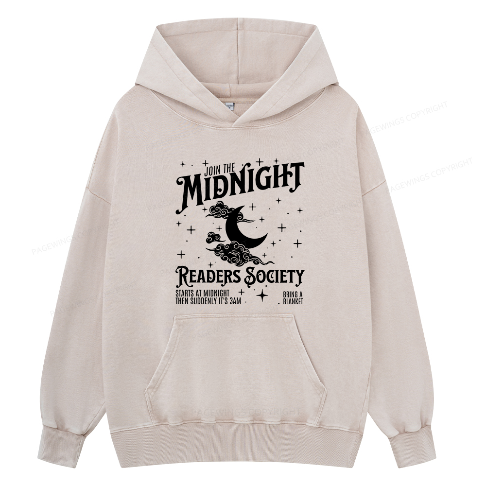 Pagewings Late Night Readers Book Club Unisex Washed Hoodie