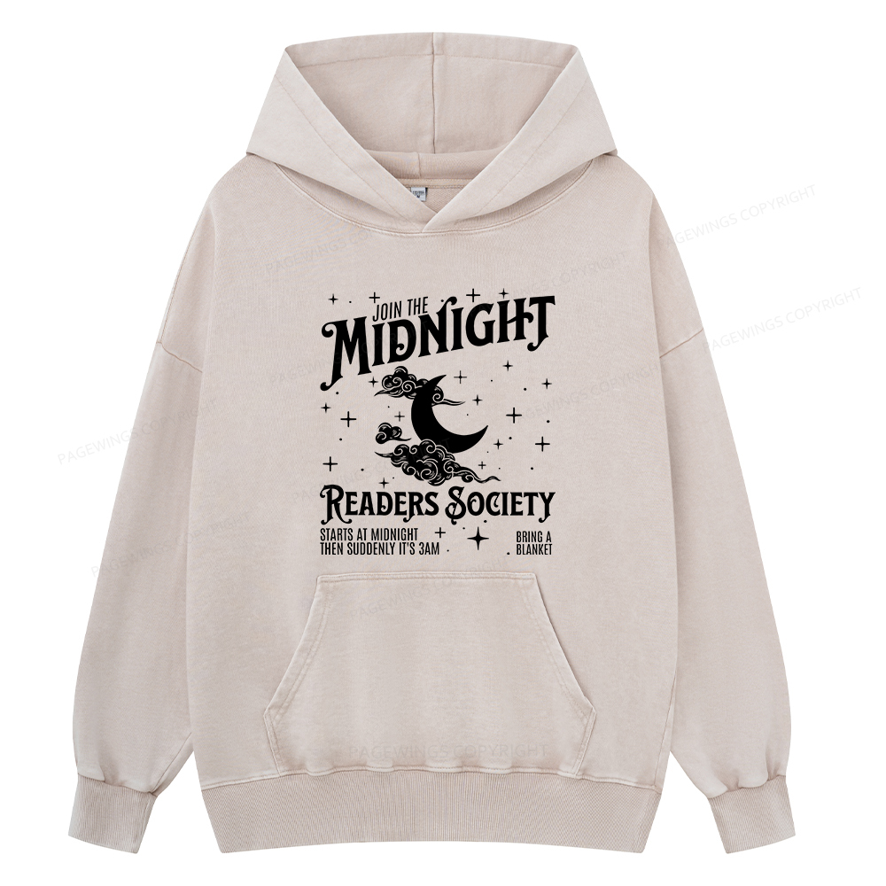 Pagewings Late Night Readers Book Club Unisex Washed Hoodie
