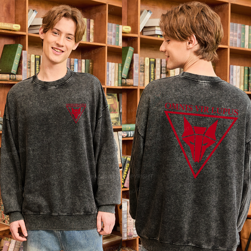 Pagewings Omnis Vir Lupus Unisex Washed Sweatshirt