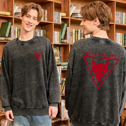 Pagewings Omnis Vir Lupus Unisex Washed Sweatshirt
