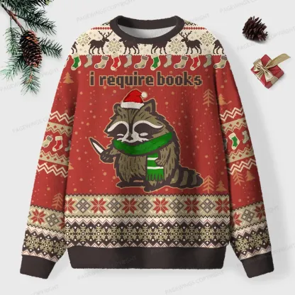 Pagewings I Require Books Unisex Ugly Knit Sweatshirt