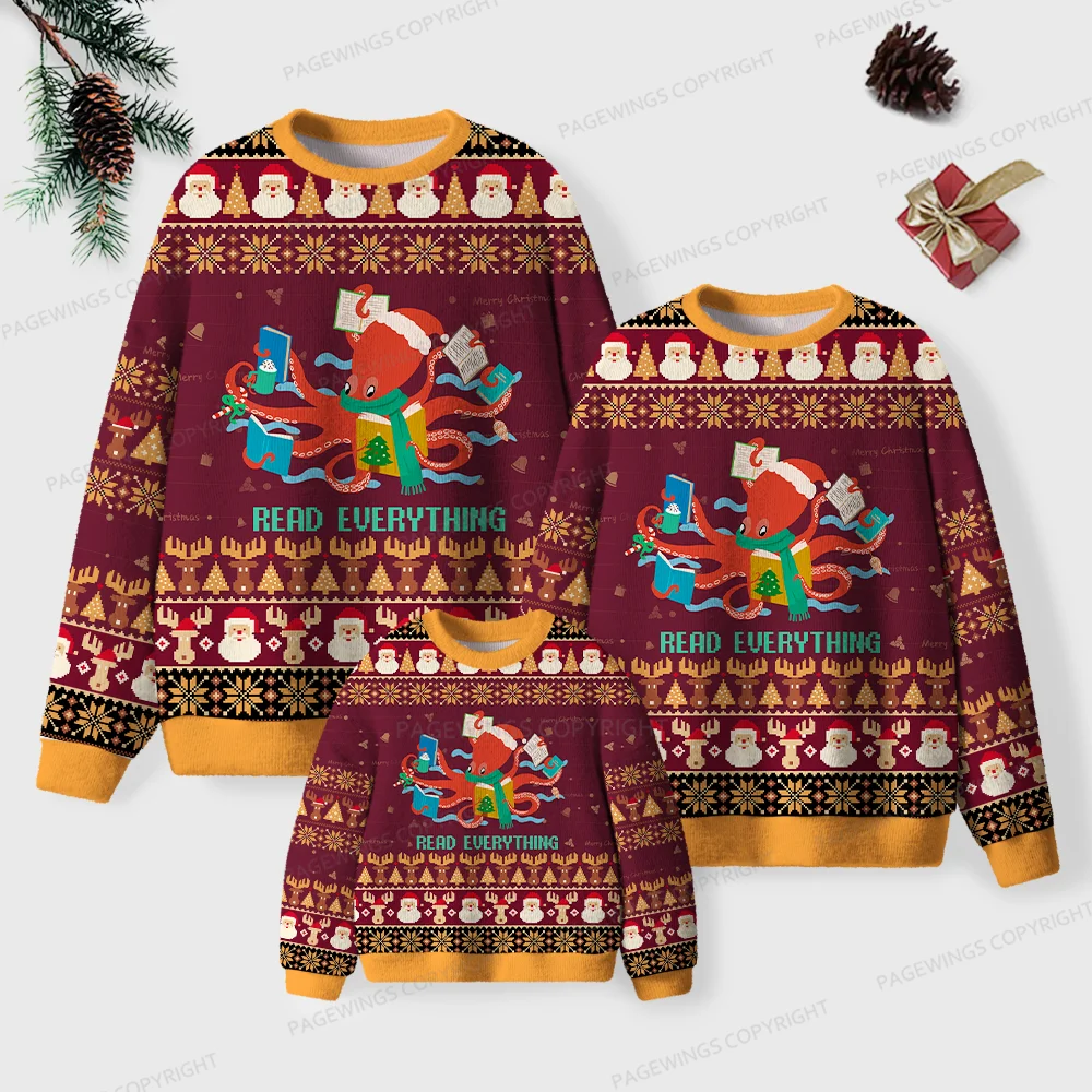Pagewings Read Everything Unisex Ugly Knit Sweatshirt
