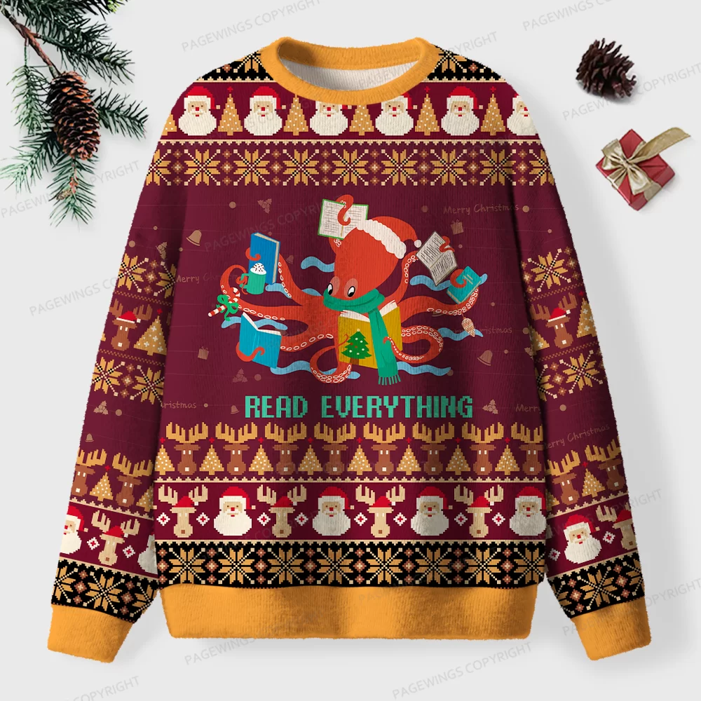 Pagewings Read Everything Unisex Ugly Knit Sweatshirt