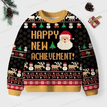 Pagewings Happy New Achievement Unisex Ugly Knit Sweatshirt