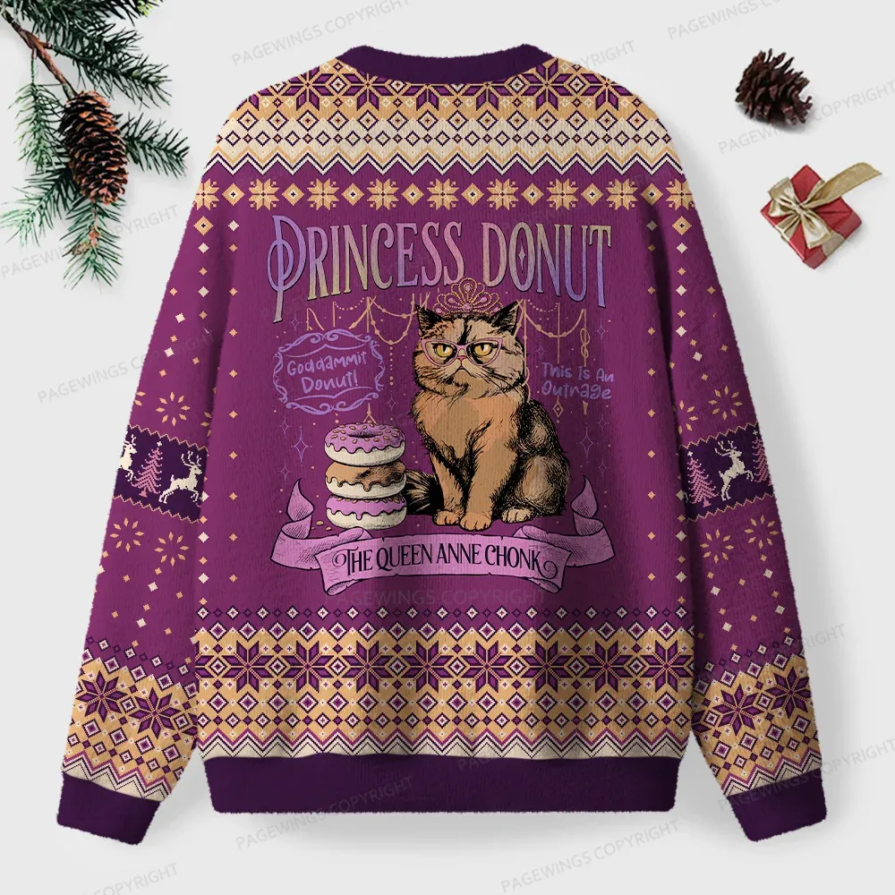 Pagewings The Queen Anne Chonk  Unisex Ugly Knit Sweatshirt