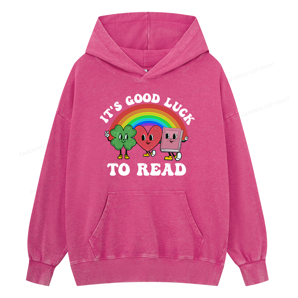 Pagewings St. Patrick's Day Librarian Unisex Washed Hoodie