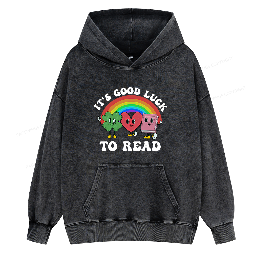 Pagewings St. Patrick's Day Librarian Unisex Washed Hoodie