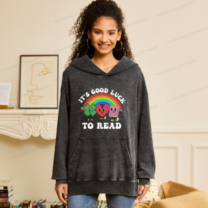 Pagewings St. Patrick's Day Librarian Unisex Washed Hoodie