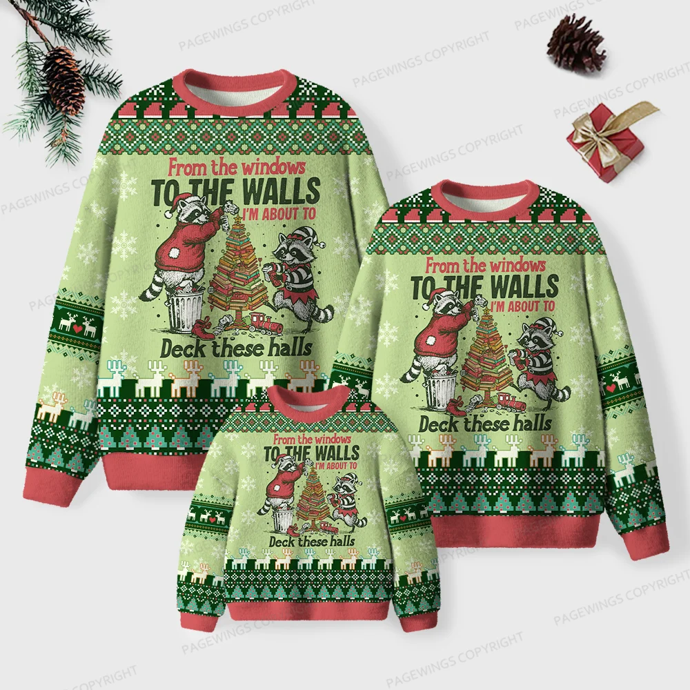 Pagewings I’m About To Deck These Halls Unisex Ugly Knit Sweatshirt