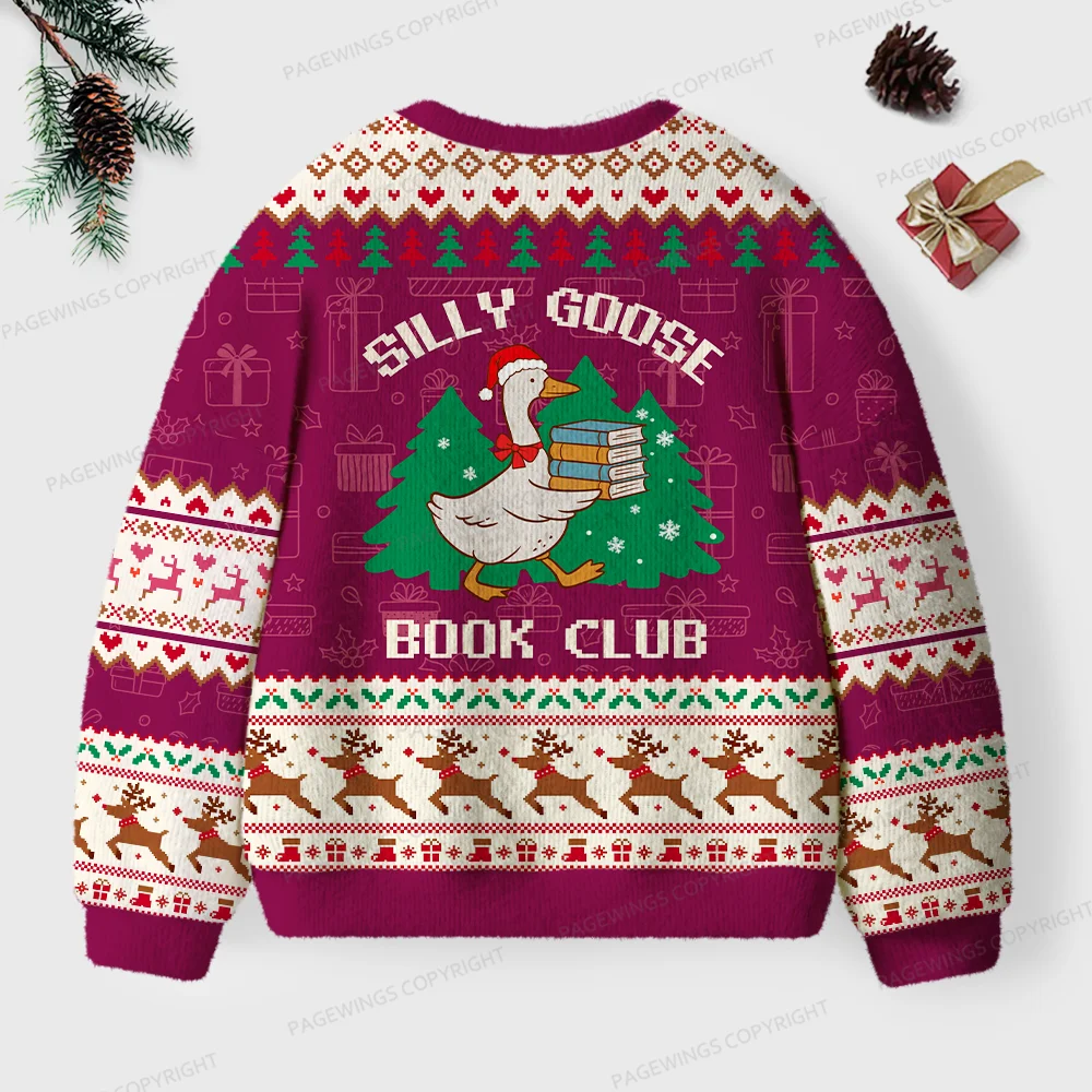 Pagewings Silly Goose Book Club Unisex Ugly Knit Sweatshirt