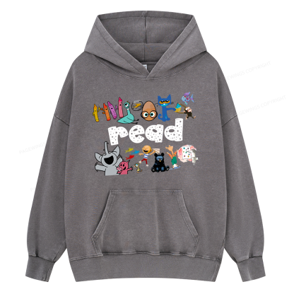 Pagewings Reading Bookish Unisex Washed Hoodie
