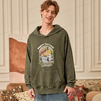 Pagewings Library Readers Make Leaders Jersey Unisex Washed Hoodie