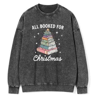Pagewings All Booked For Christmas Unisex Washed Sweatshirt