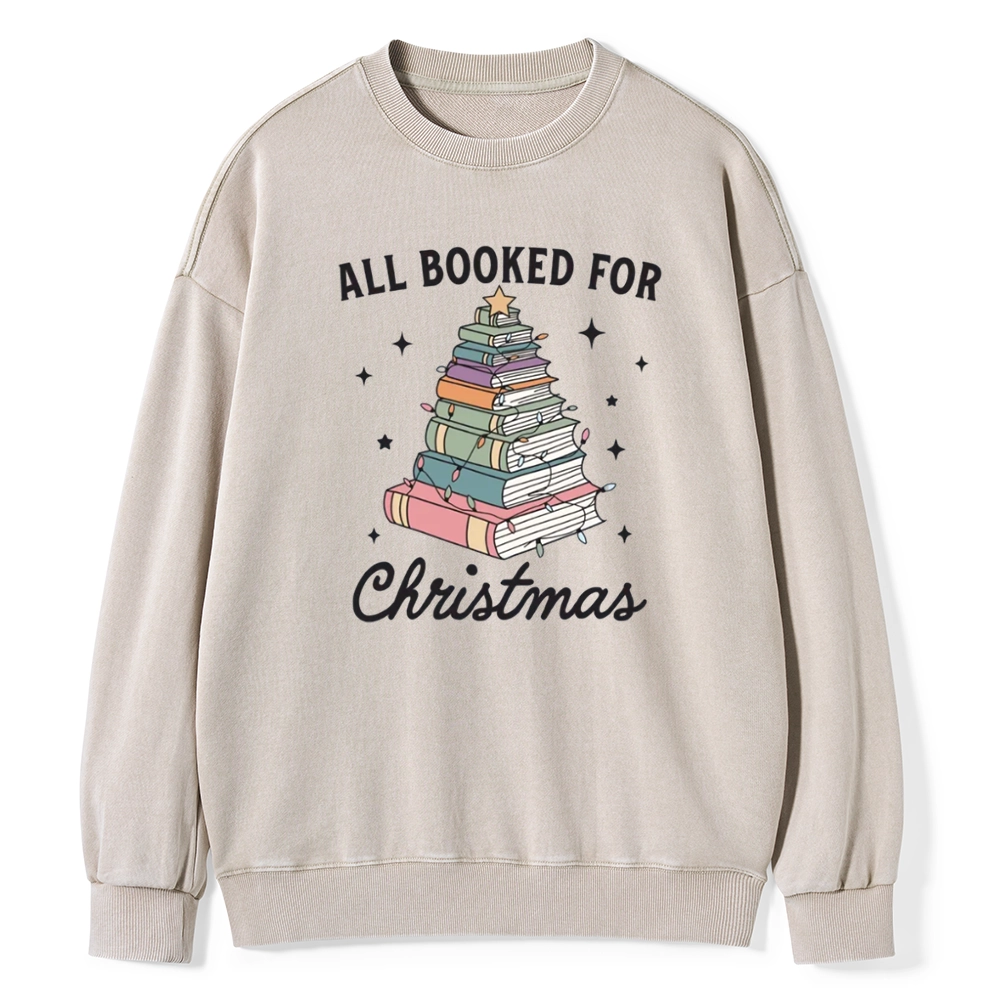 Pagewings All Booked For Christmas Unisex Washed Sweatshirt