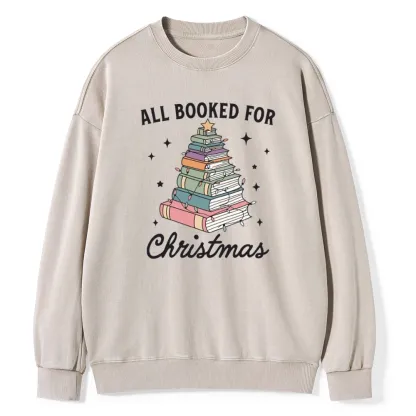 Pagewings All Booked For Christmas Unisex Washed Sweatshirt