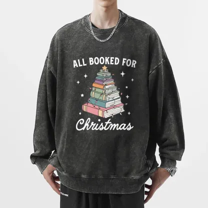 Pagewings All Booked For Christmas Unisex Washed Sweatshirt