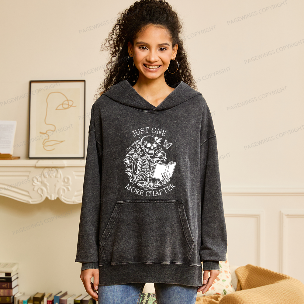 Pagewings One More Chapter Skeleton Unisex Washed Hoodie