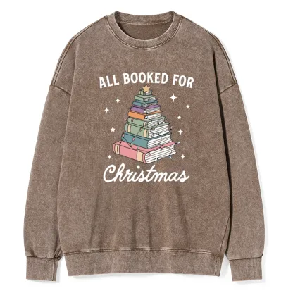 Pagewings All Booked For Christmas Unisex Washed Sweatshirt