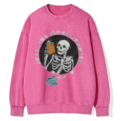 Pagewings Halloween Just One More Chapter Unisex Washed Sweatshirt