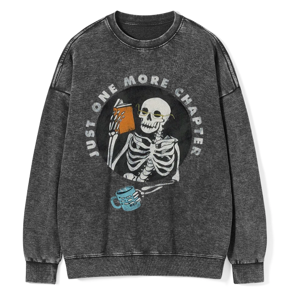 Pagewings Halloween Just One More Chapter Unisex Washed Sweatshirt