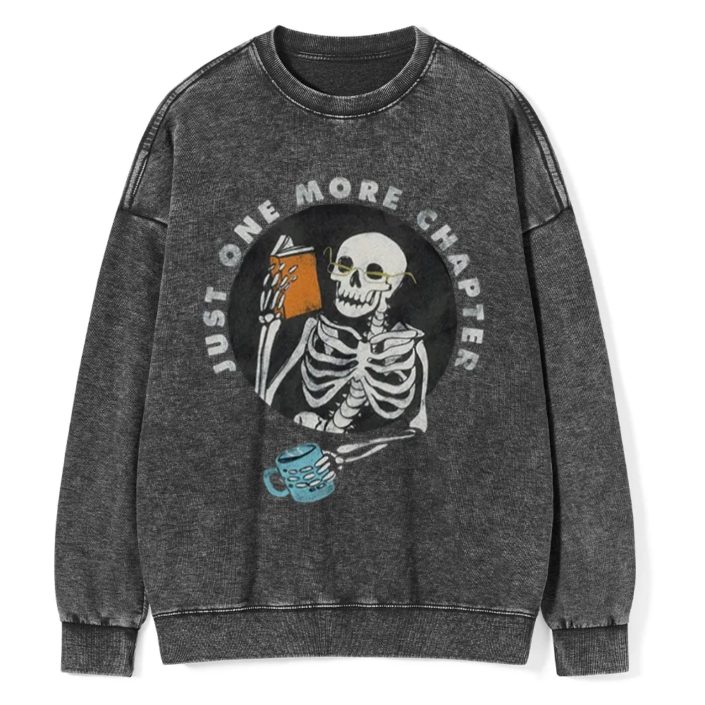 Pagewings Halloween Just One More Chapter Unisex Washed Sweatshirt