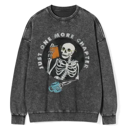Pagewings Halloween Just One More Chapter Unisex Washed Sweatshirt