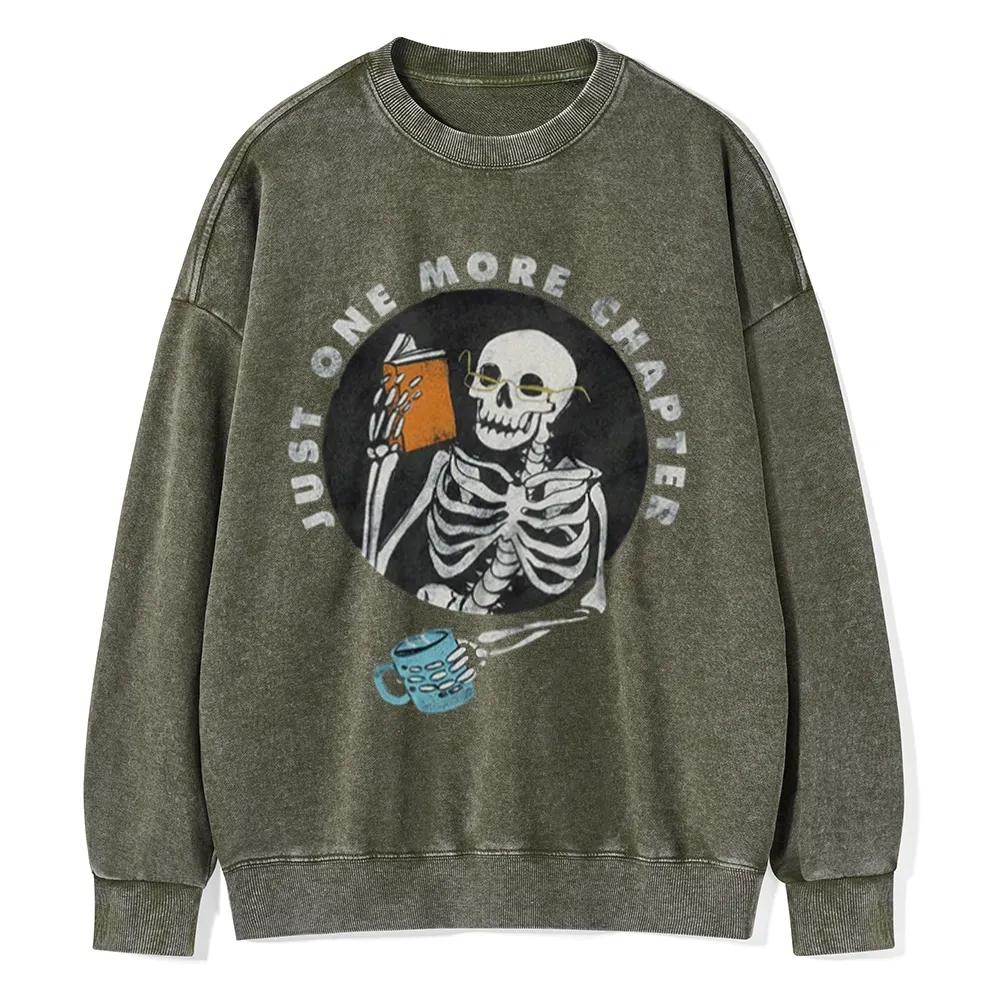 Pagewings Halloween Just One More Chapter Unisex Washed Sweatshirt