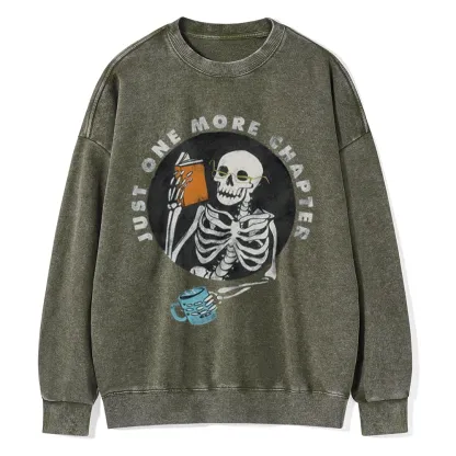 Pagewings Halloween Just One More Chapter Unisex Washed Sweatshirt
