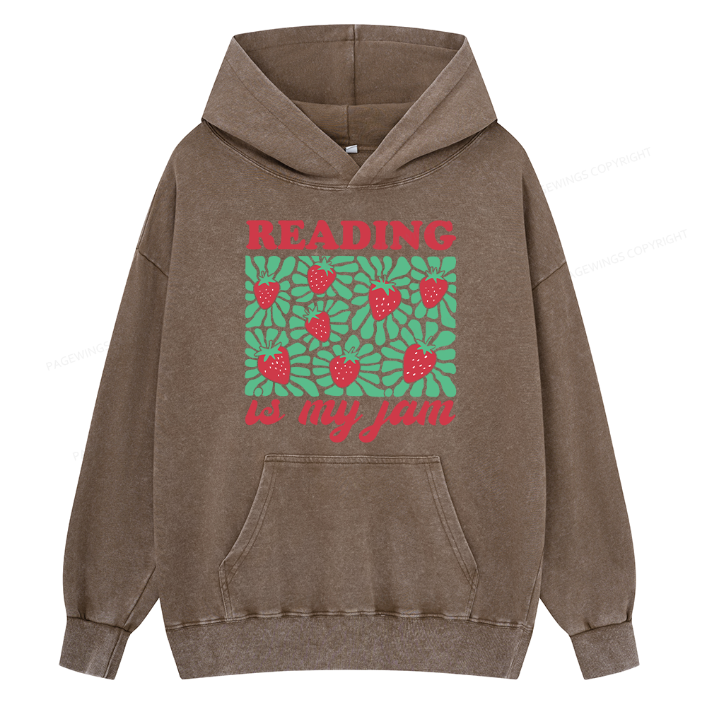 Pagewings Reading Is My Jam Unisex Washed Hoodie