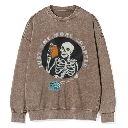 Pagewings Halloween Just One More Chapter Unisex Washed Sweatshirt