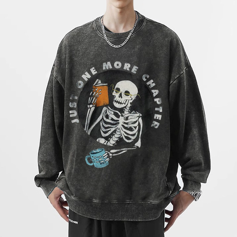 Pagewings Halloween Just One More Chapter Unisex Washed Sweatshirt