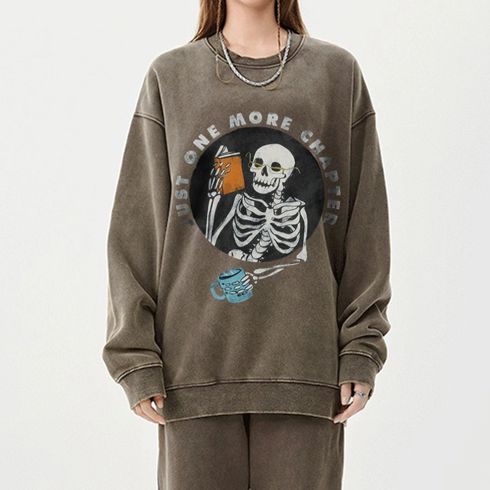 Pagewings Halloween Just One More Chapter Unisex Washed Sweatshirt