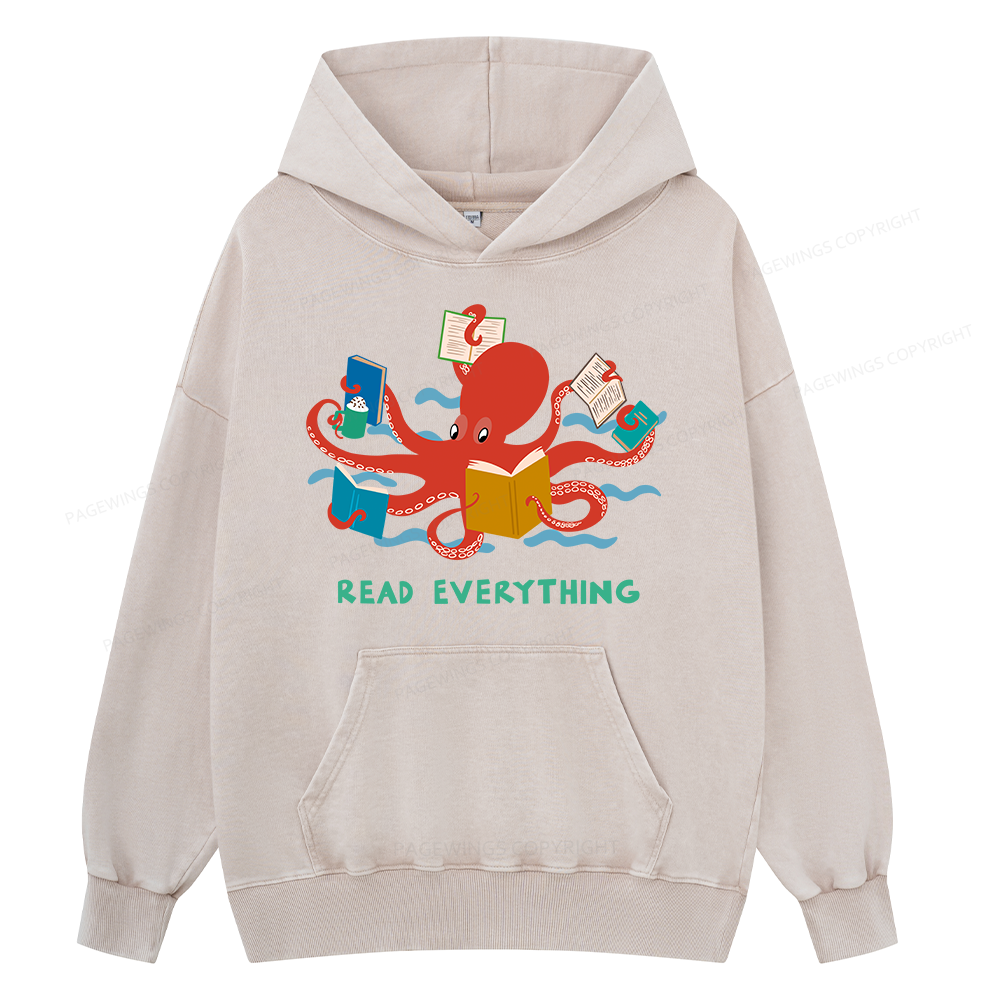 Pagewings Read Everything Unisex Washed Hoodie