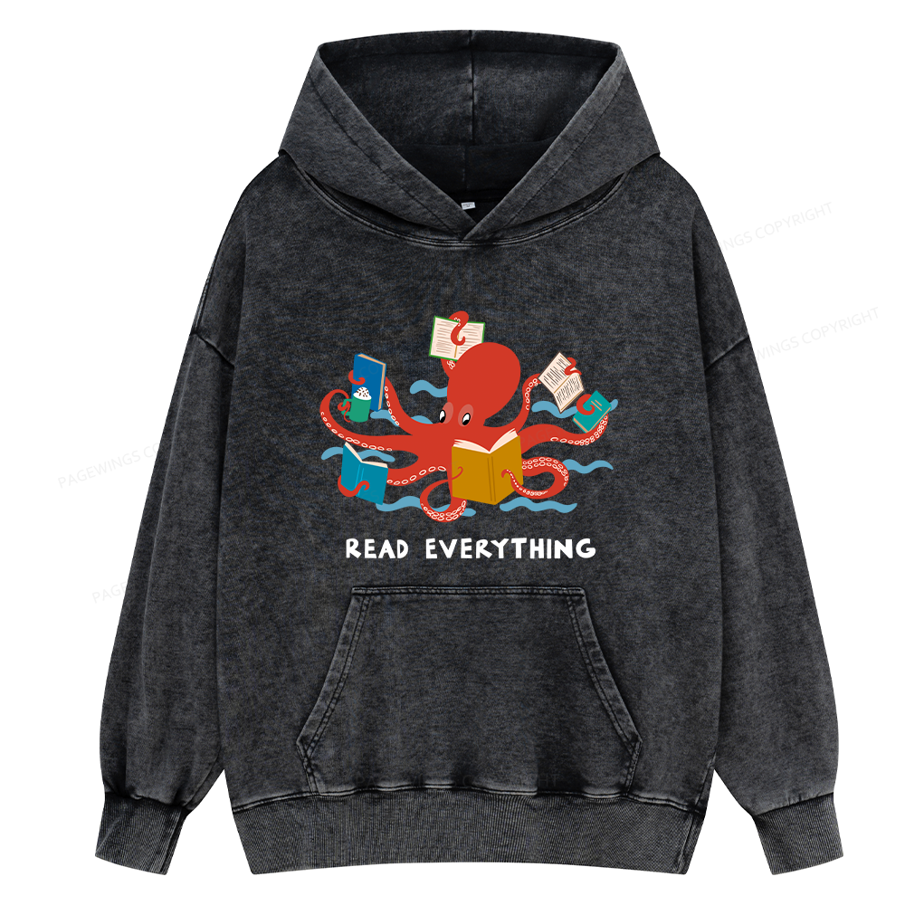 Pagewings Read Everything Unisex Washed Hoodie