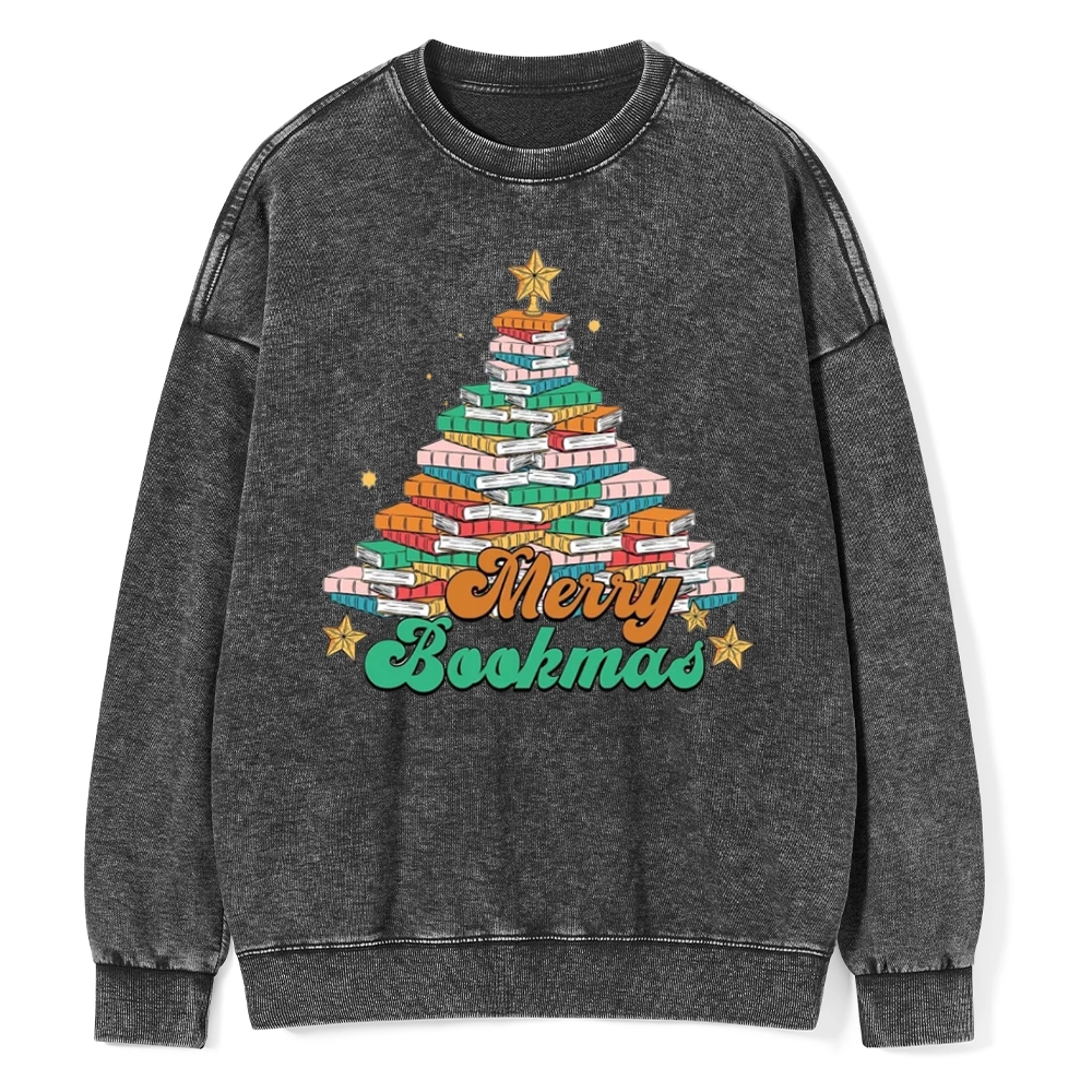 Pagewings Christmas Merry Bookmas Unisex Washed Sweatshirt