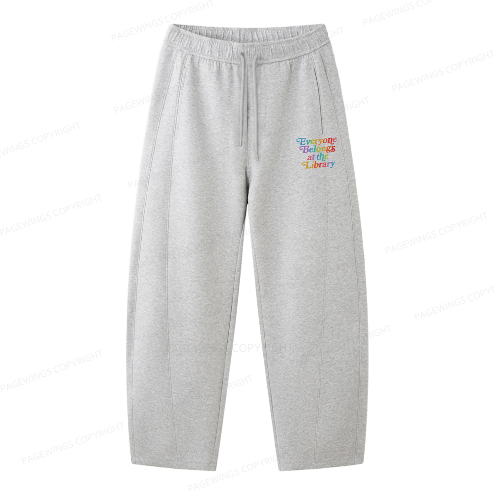 Pagewings Everyone belongs at the library Unisex Barrel Sweatpants