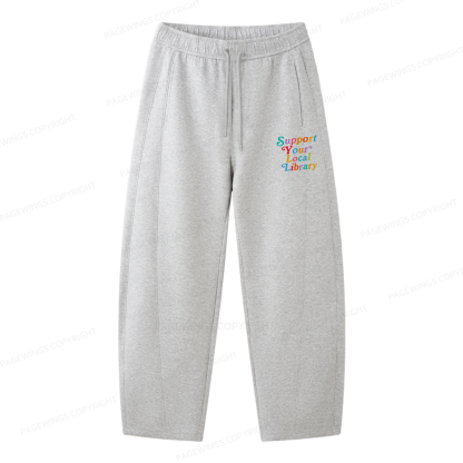 Pagewings  Support Your Local Library Unisex Barrel Sweatpants