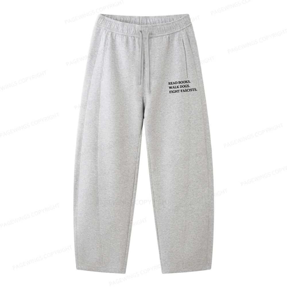 Pagewings Read Books Walk Dogs And Fight Unisex Barrel Sweatpants