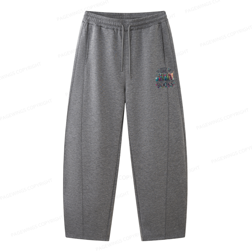 Pagewings Just A Girl Who Loves Books Unisex Barrel Sweatpants