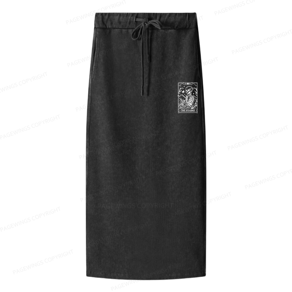 Pagewings Halloween The Reader Tarot Card Women Washed Long Skirts