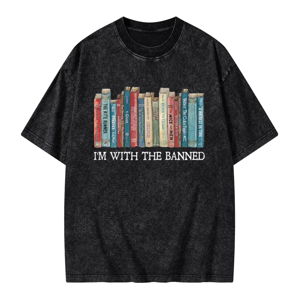 Pagewings I'm With The Banned Unisex Washed T-shirt