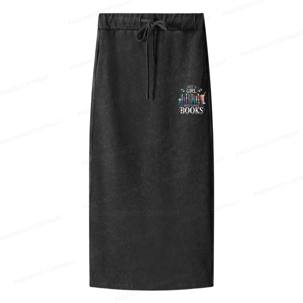 Pagewings Just A Girl Who Loves Books Women Washed Long Skirts