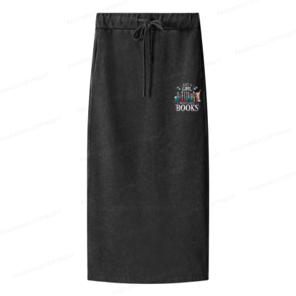 Pagewings Just A Girl Who Loves Books Women Washed Long Skirts