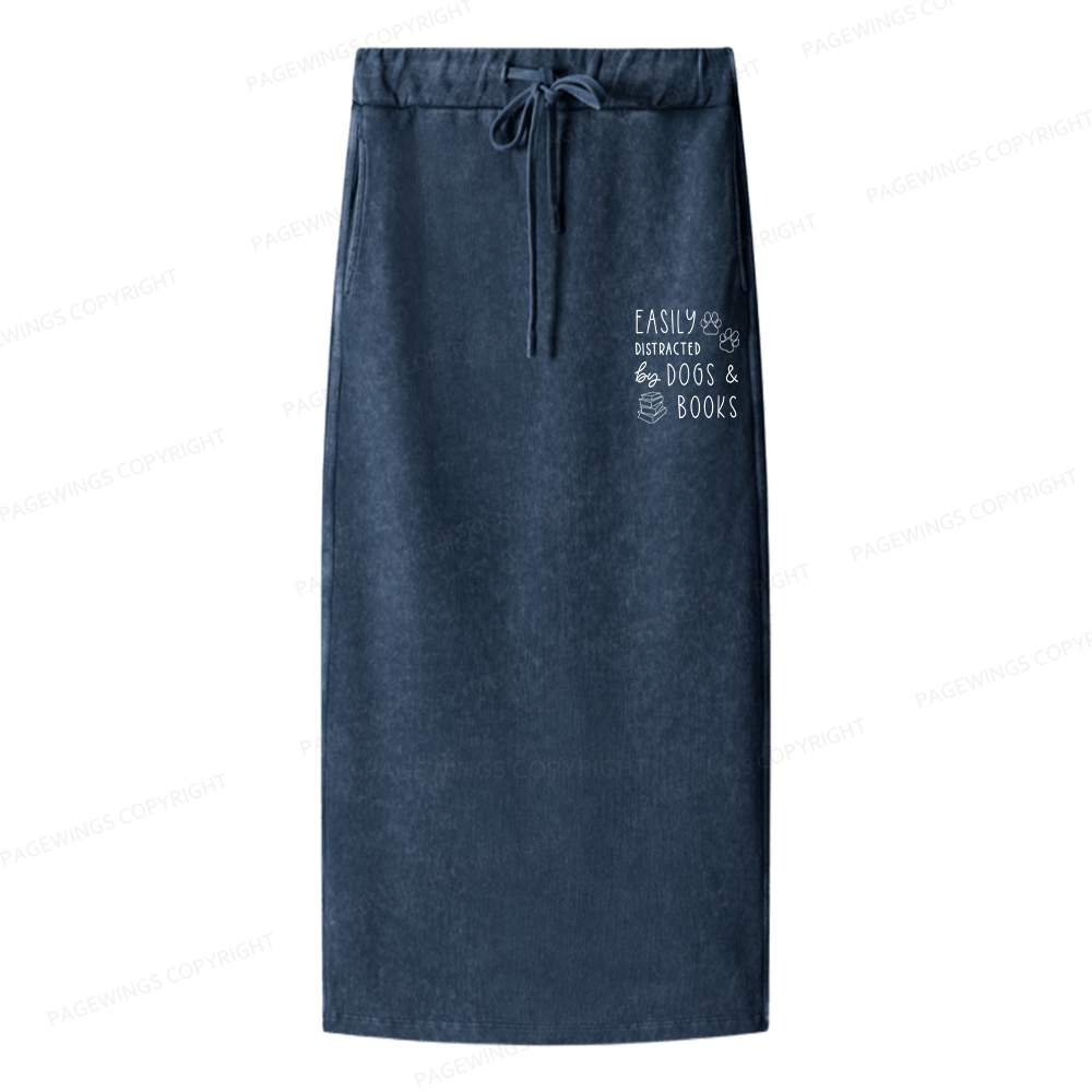 Pagewings Dogs And Books Women Washed Long Skirts