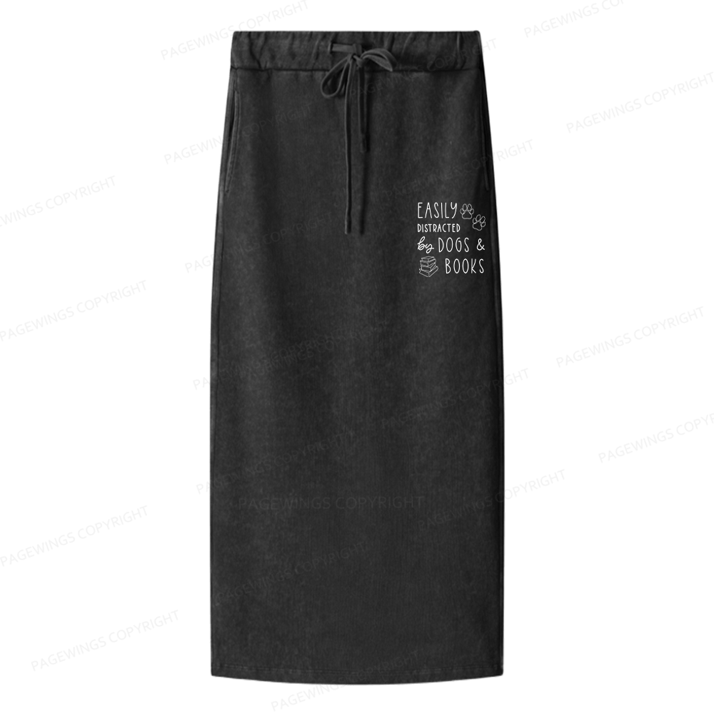 Pagewings Dogs And Books Women Washed Long Skirts