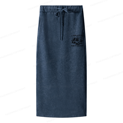 Pagewings Libraries Are For Everyone Women Washed Long Skirts