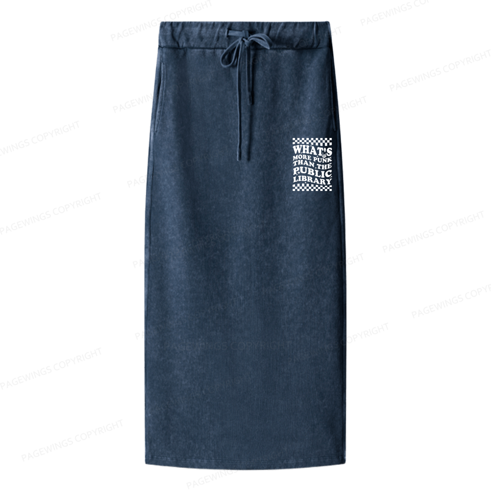 Pagewings Punk The Public Library Women Washed Long Skirts