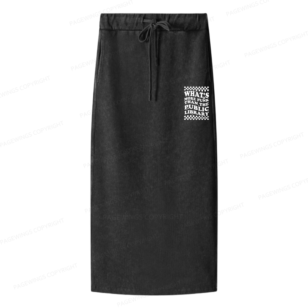 Pagewings Punk The Public Library Women Washed Long Skirts